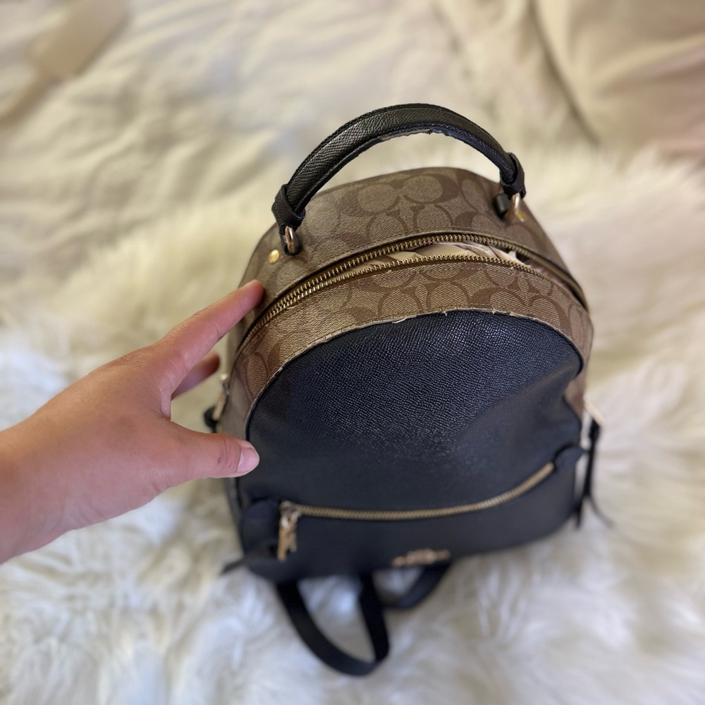 Coach Black and Brown Leather Backpack - Picture 2 of 5